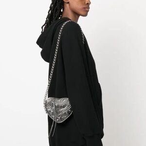 balenciaga le cagole heart mini bag silver